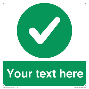 Custom green background, green circle with tick